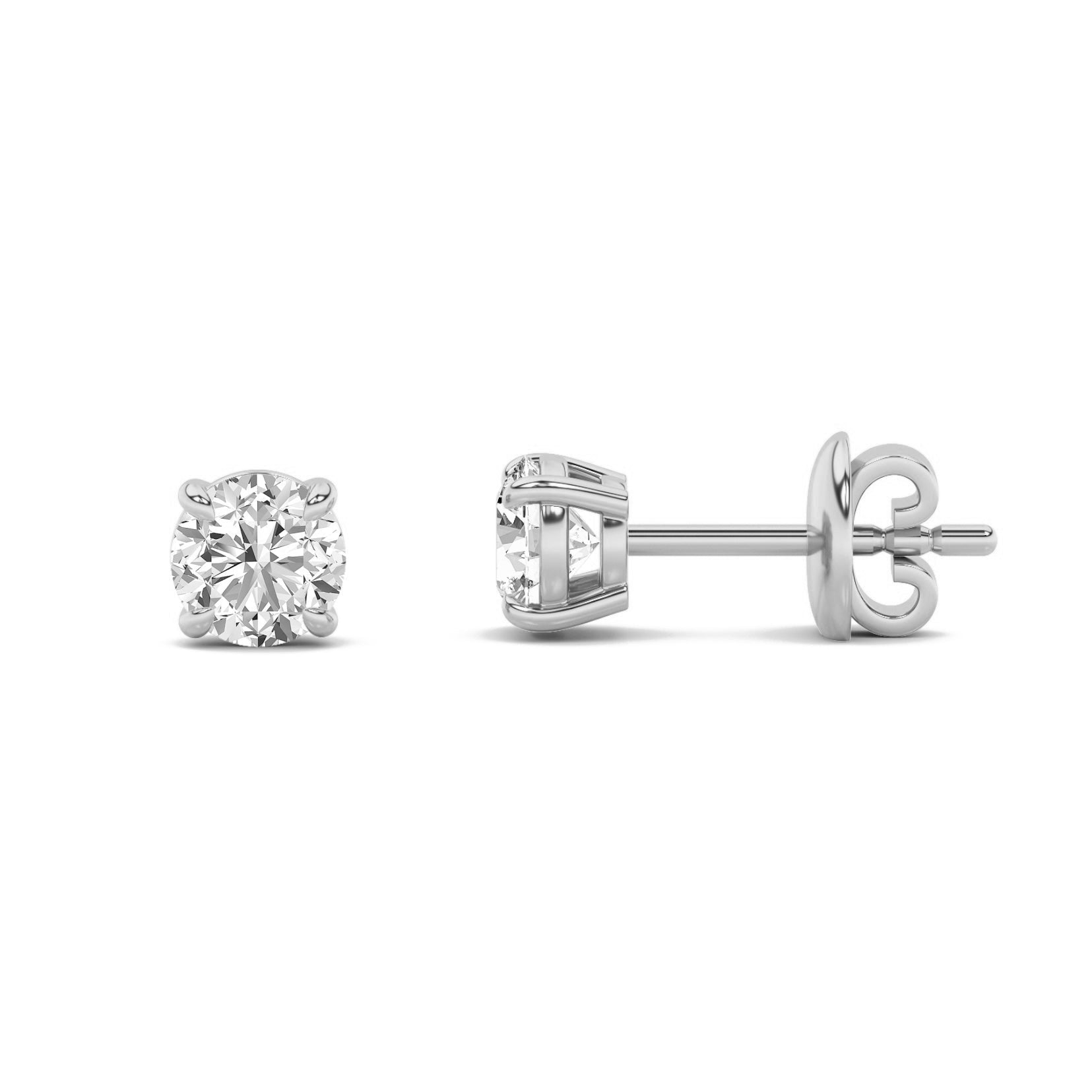0.32ct 14KT White Gold Round Diamond Solitaire Earrings