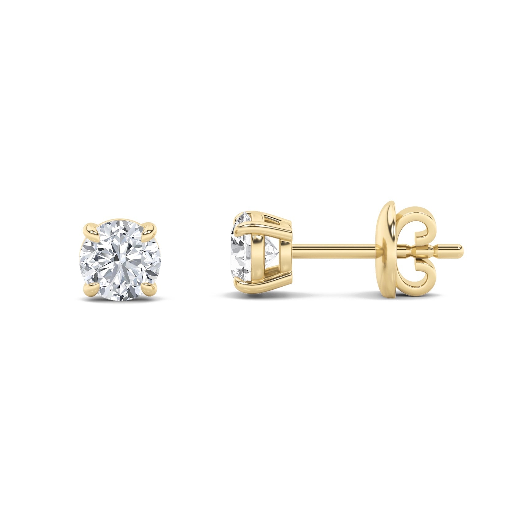 0.32ct 14KT Yellow Gold Round Diamond Solitaire Earrings