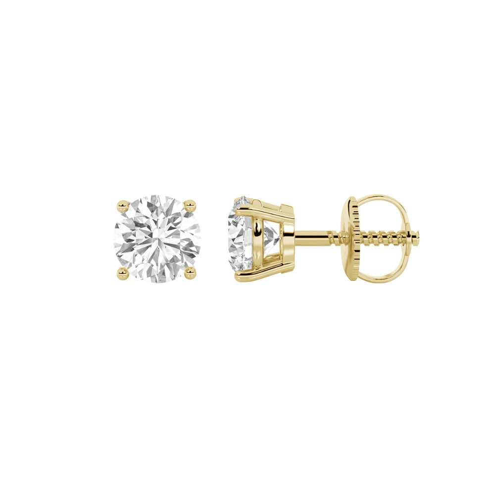 0.25ct 14K YellowGold Round Diamond Solitaire Earrings Screw Back