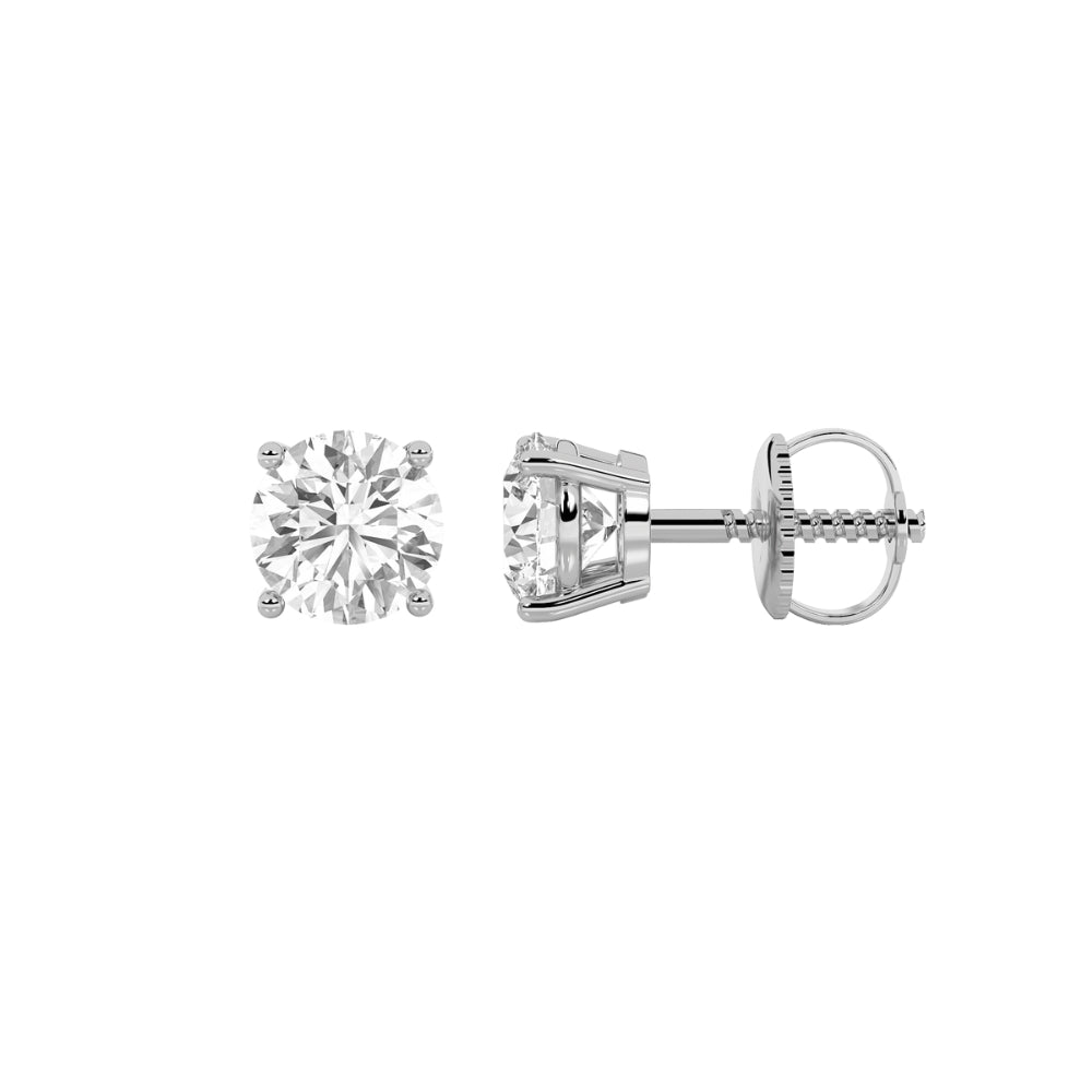 0.25ct 14K White Gold Round Diamond Solitaire Earrings Screw Back