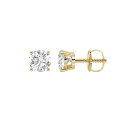 0.50ct 14K Yellow Gold Round Diamond Solitaire Earrings Screw Back (IGI JEWELRY CERTIFICATE)