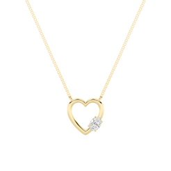 0.54ct 14K Yellow Gold Oval Diamond Heart Pendant Necklace