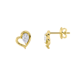 0.54ct 14K Yellow Gold Pear Diamond Heart Earrings