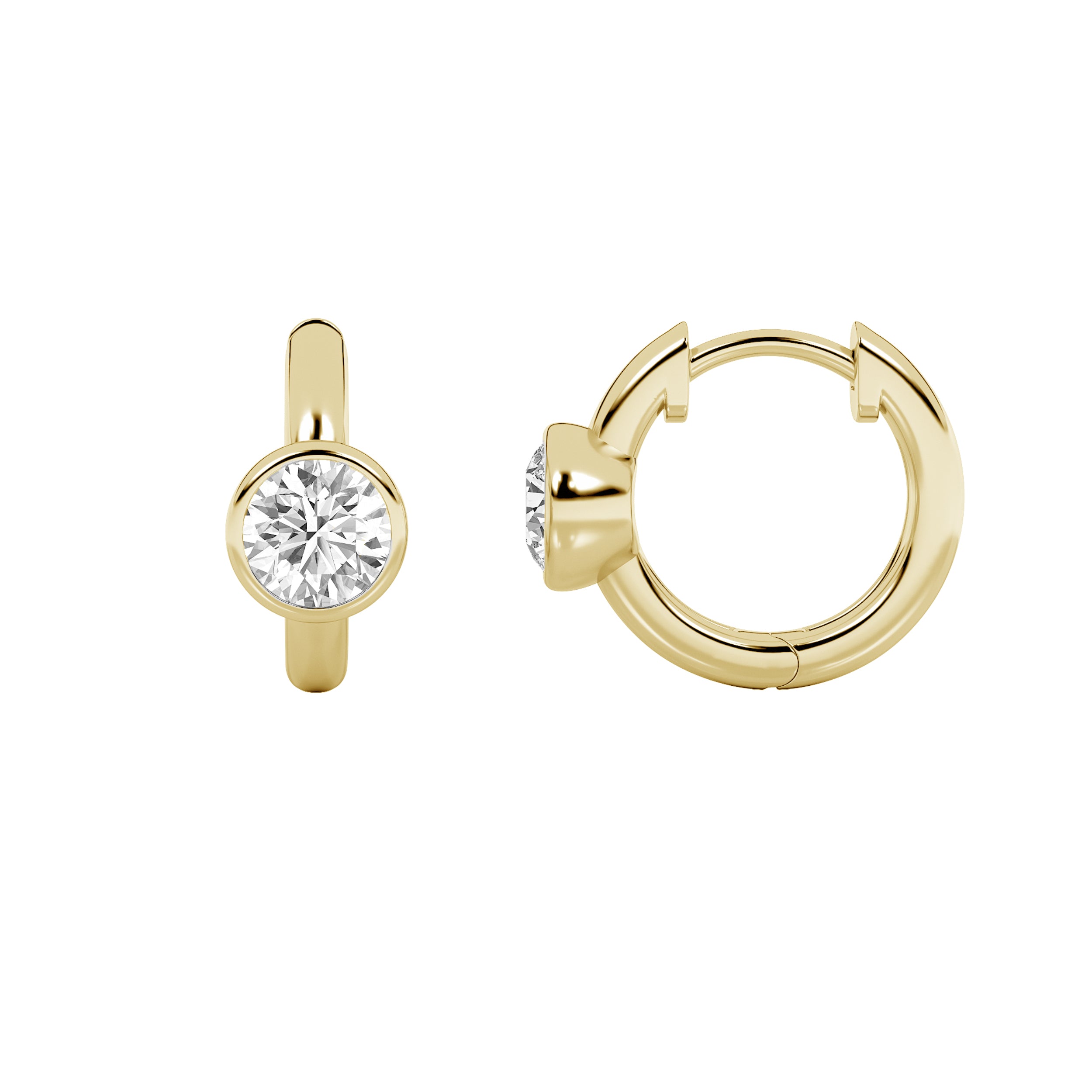 0.50ct 14K Yellow Gold Round Diamond Hoop Earrings