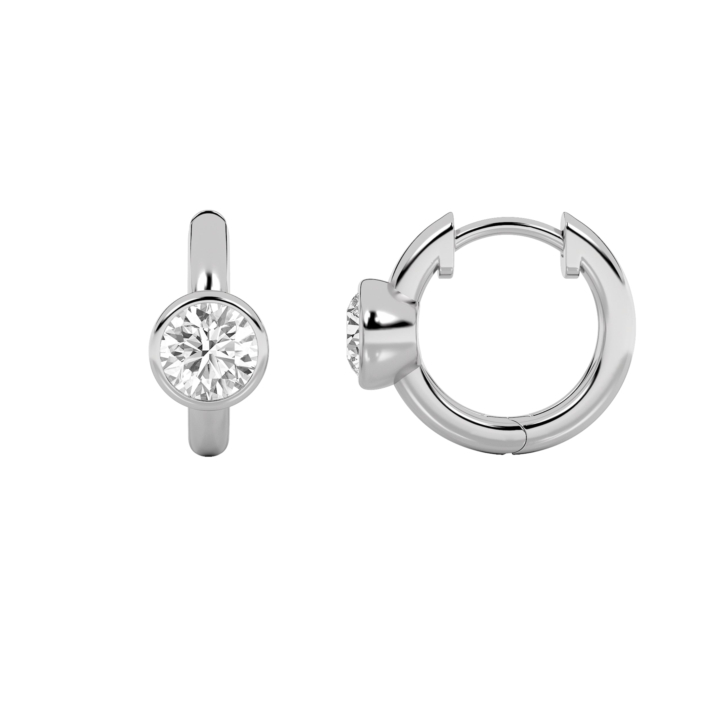 0.76ct 14K White Gold Round Diamond Hoop Earrings