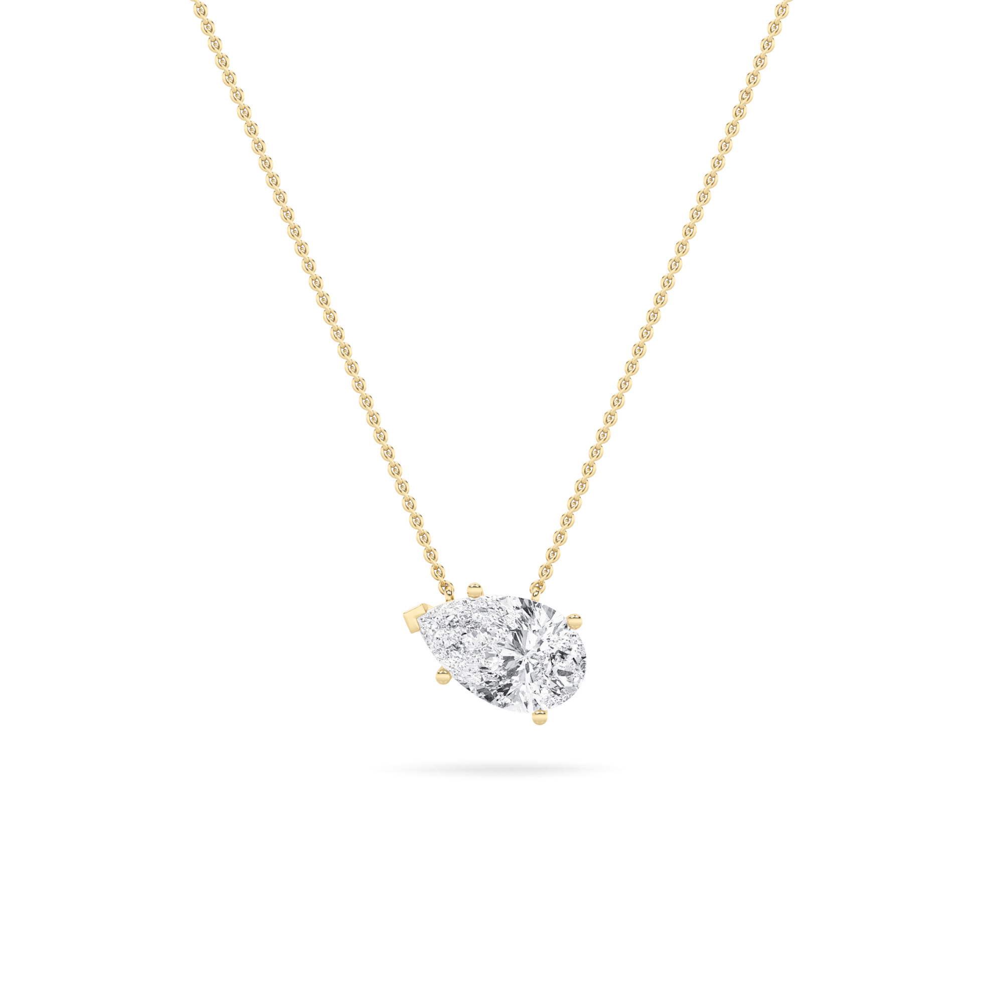 0.98ct 14K Yellow Gold Pear Diamond Pendant Necklace (IGI Certified)