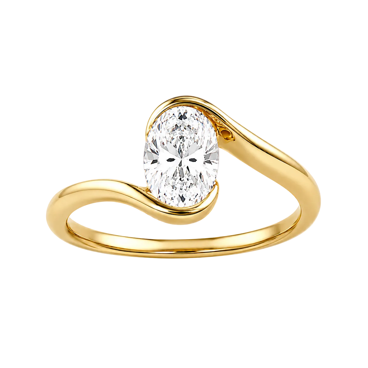 1.00ct 14K Yellow Gold Oval Diamond Engagement Ring (IGI Certified)