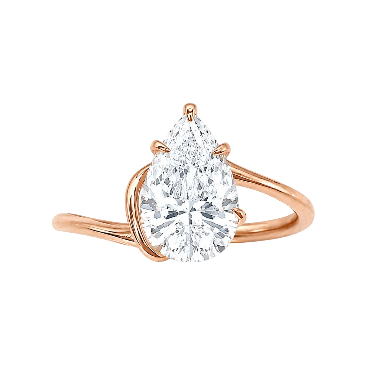 2.09ct 14K Rose Gold Pear Diamond Embrace Ring (IGI-Certified)
