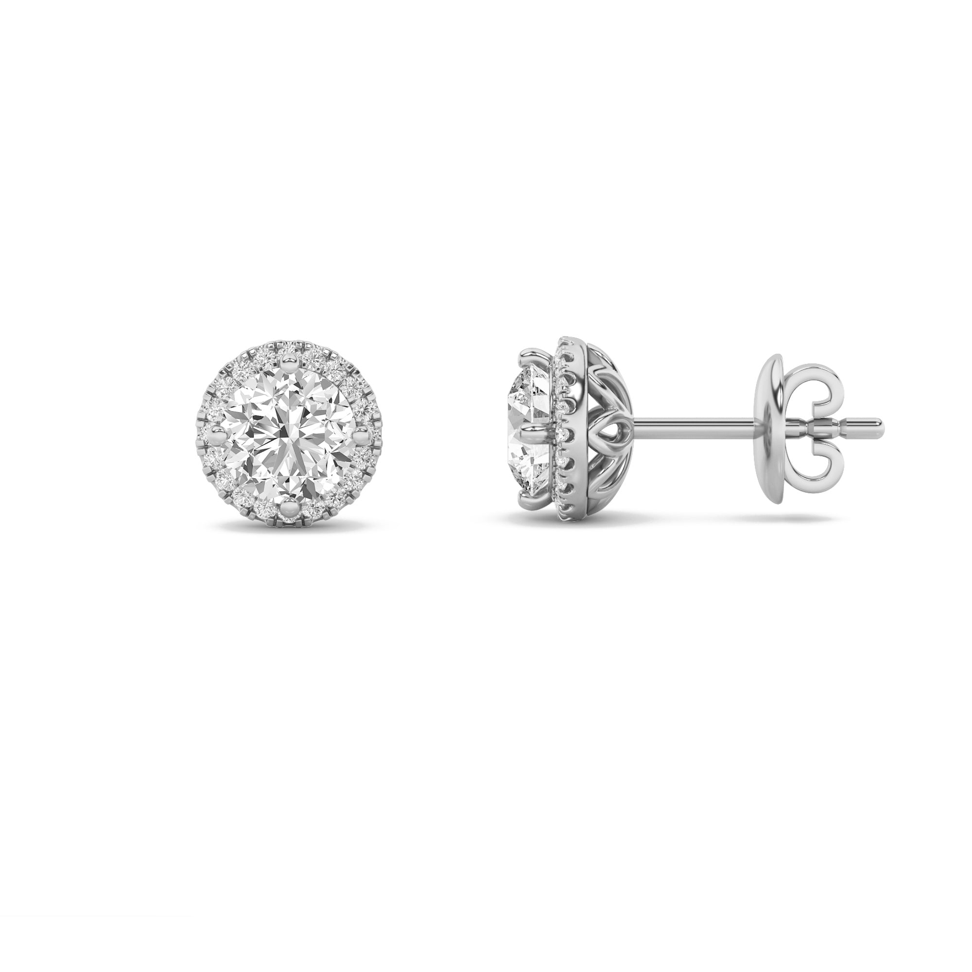 1.00ct 14KT White Gold Round Diamond Earrings