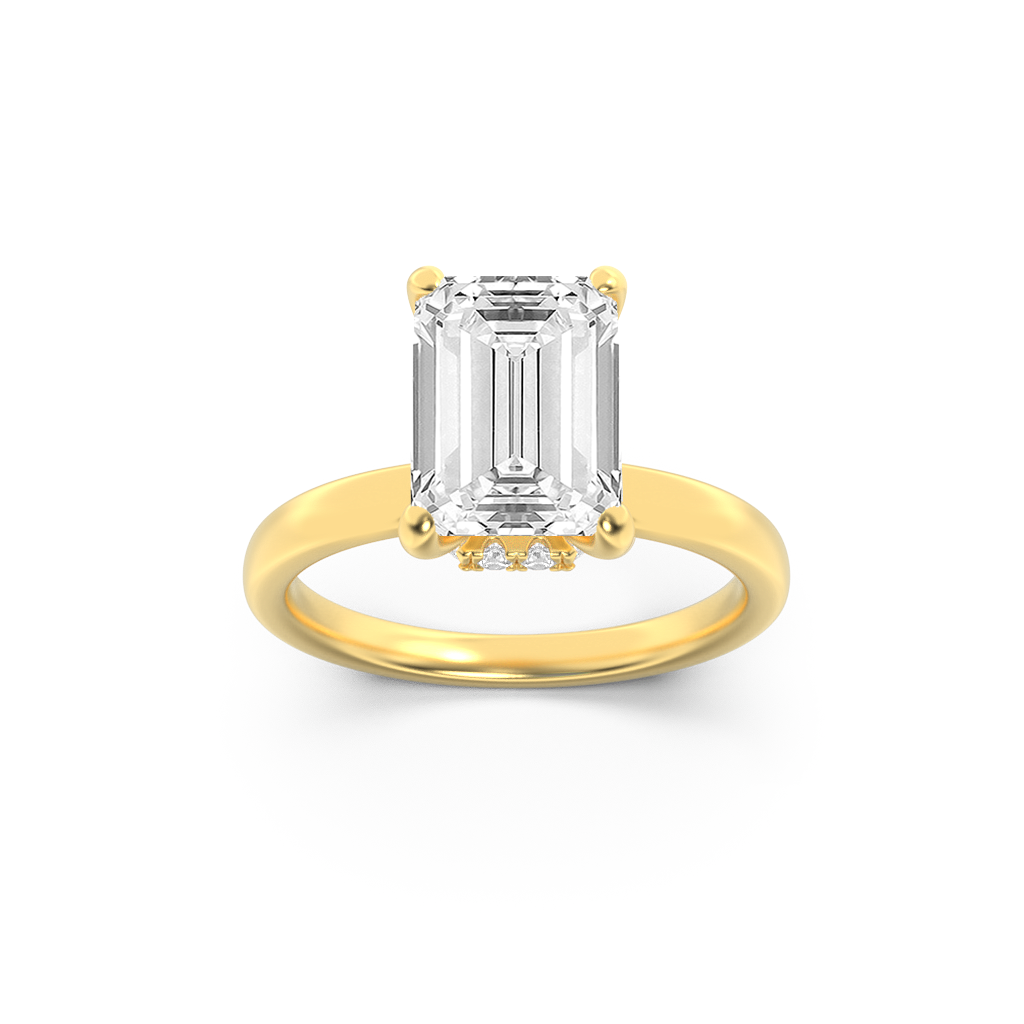 1.00ct 14K Yellow Gold Emerald Diamond Hidden Halo Engagement Ring