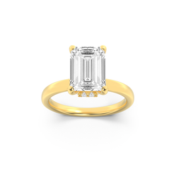 1.00ct 14K Yellow Gold Emerald Diamond Hidden Halo Engagement Ring