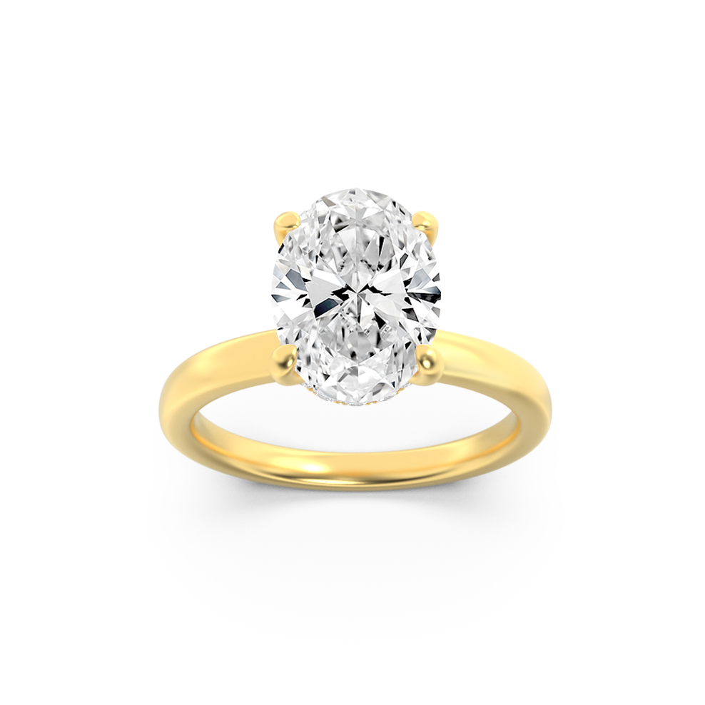 1.00ct 14K Yellow Gold Oval Diamond Hidden Halo Engagement Ring