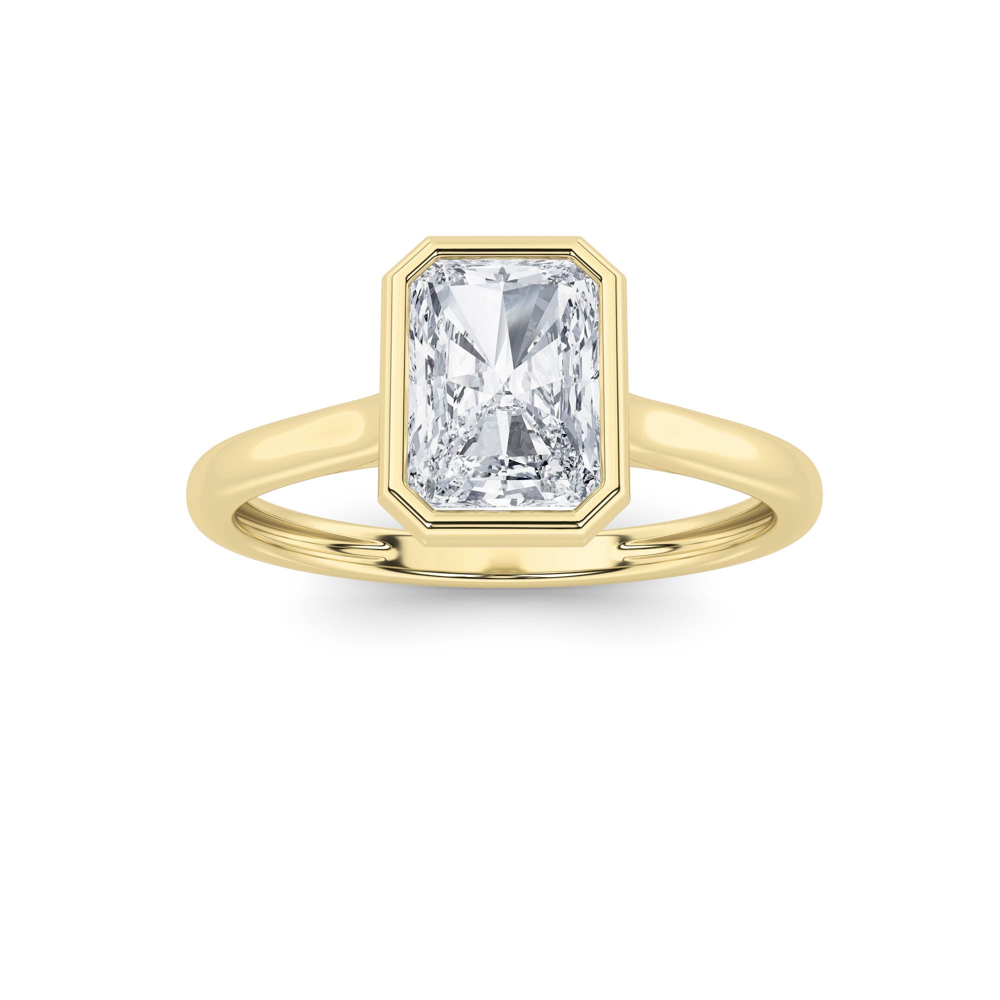 1.00ct 14K Yellow Gold Radiant Diamond Bezel Engagement Ring