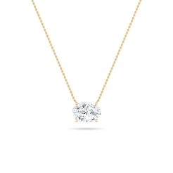 1.01ct 14KT Yellow Gold Oval Diamond Pendant Necklace 18"