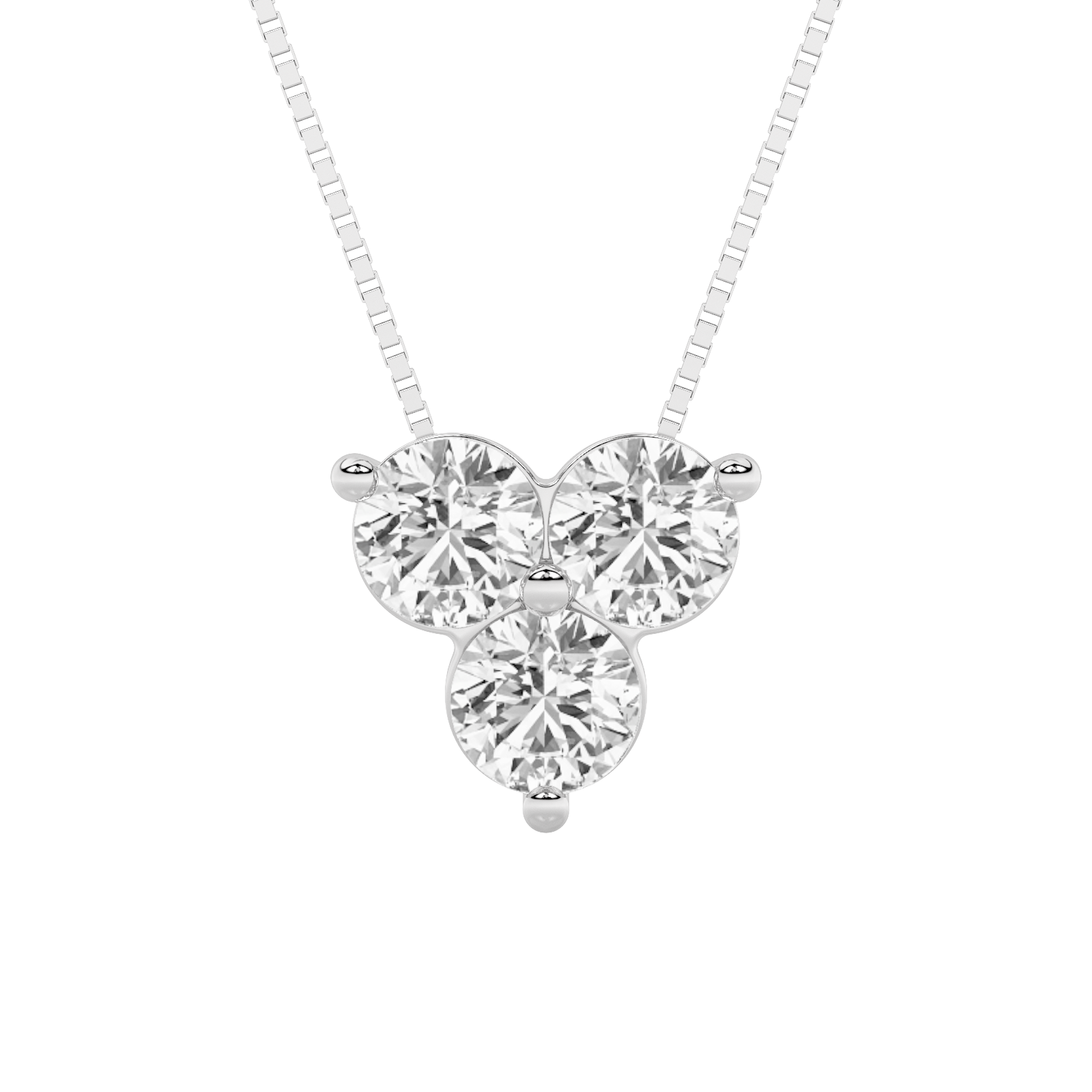 1.02ct 14K White Gold Trio Diamond Pendant Necklace