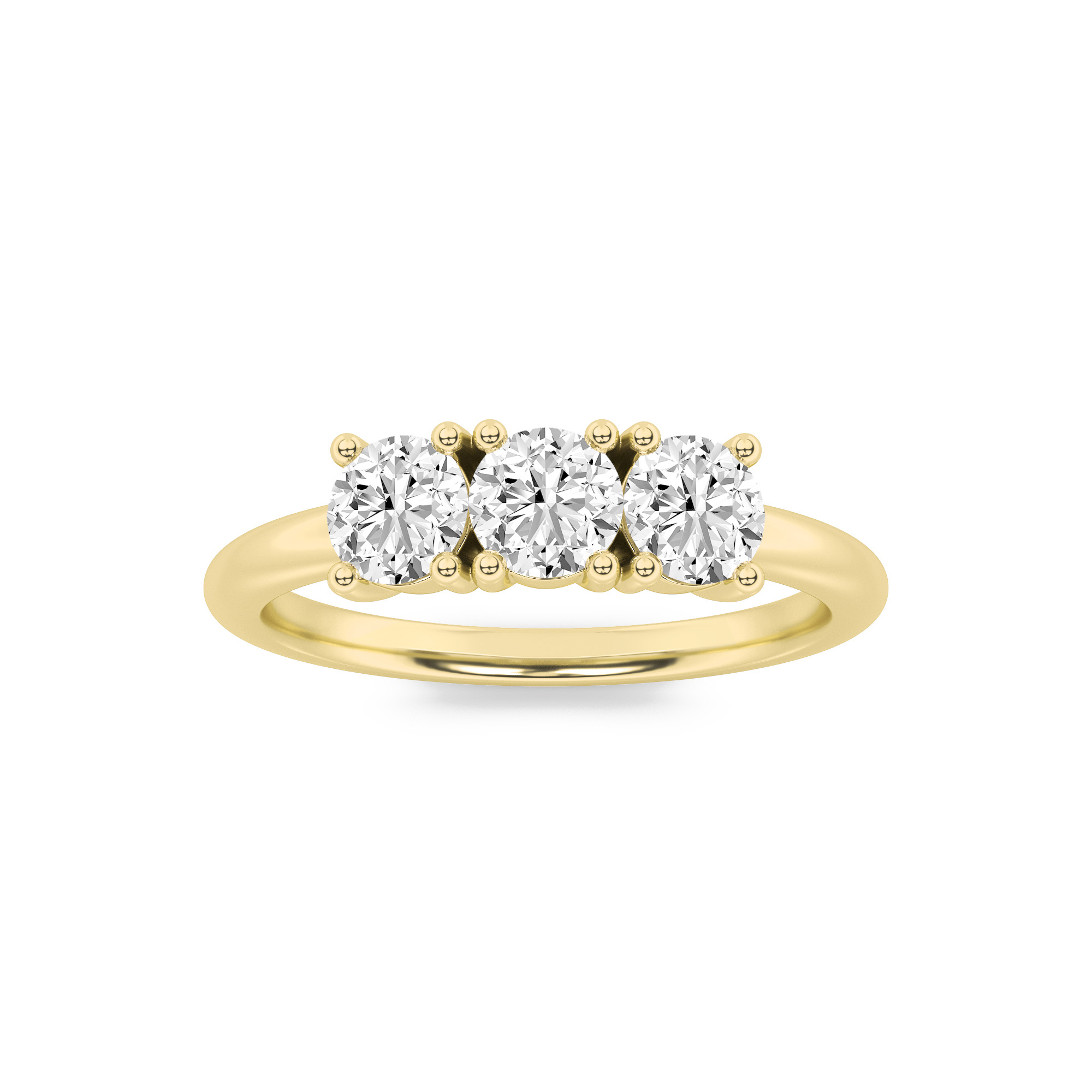1.02ct 14K Yellow Gold 3 Round Diamond Ring