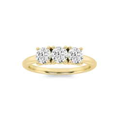1.02ct 14K Yellow Gold 3 Round Diamond Ring