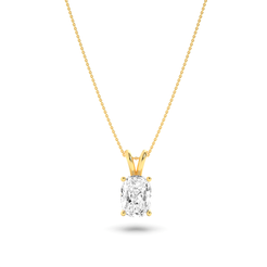 1.04ct 14KT Yellow Gold Elongated Cushion Diamond Pendant Necklace 18"