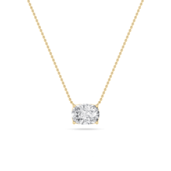 1.05ct 14KT Yellow Gold Elongated Cushion Diamond Pendant Necklace Sideways 18"
