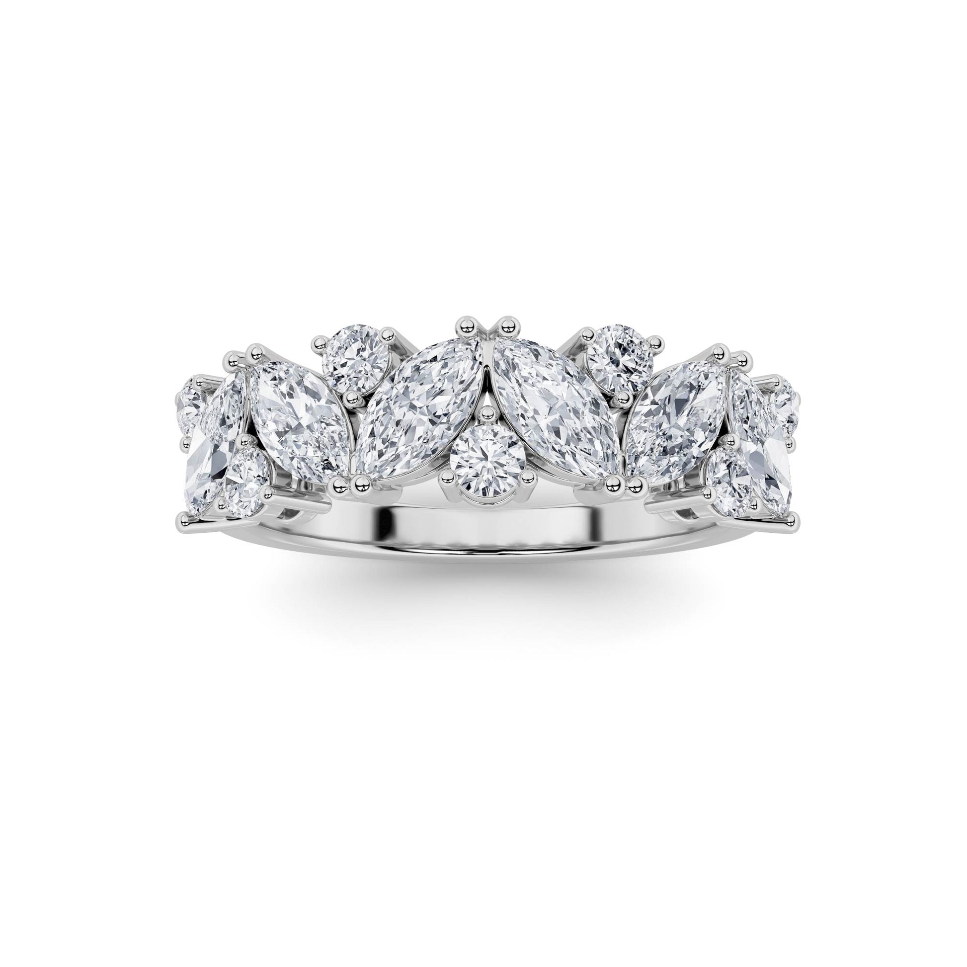 1.50ct 14K White Gold Half Eternity Band Marquise & Round Diamond Ring