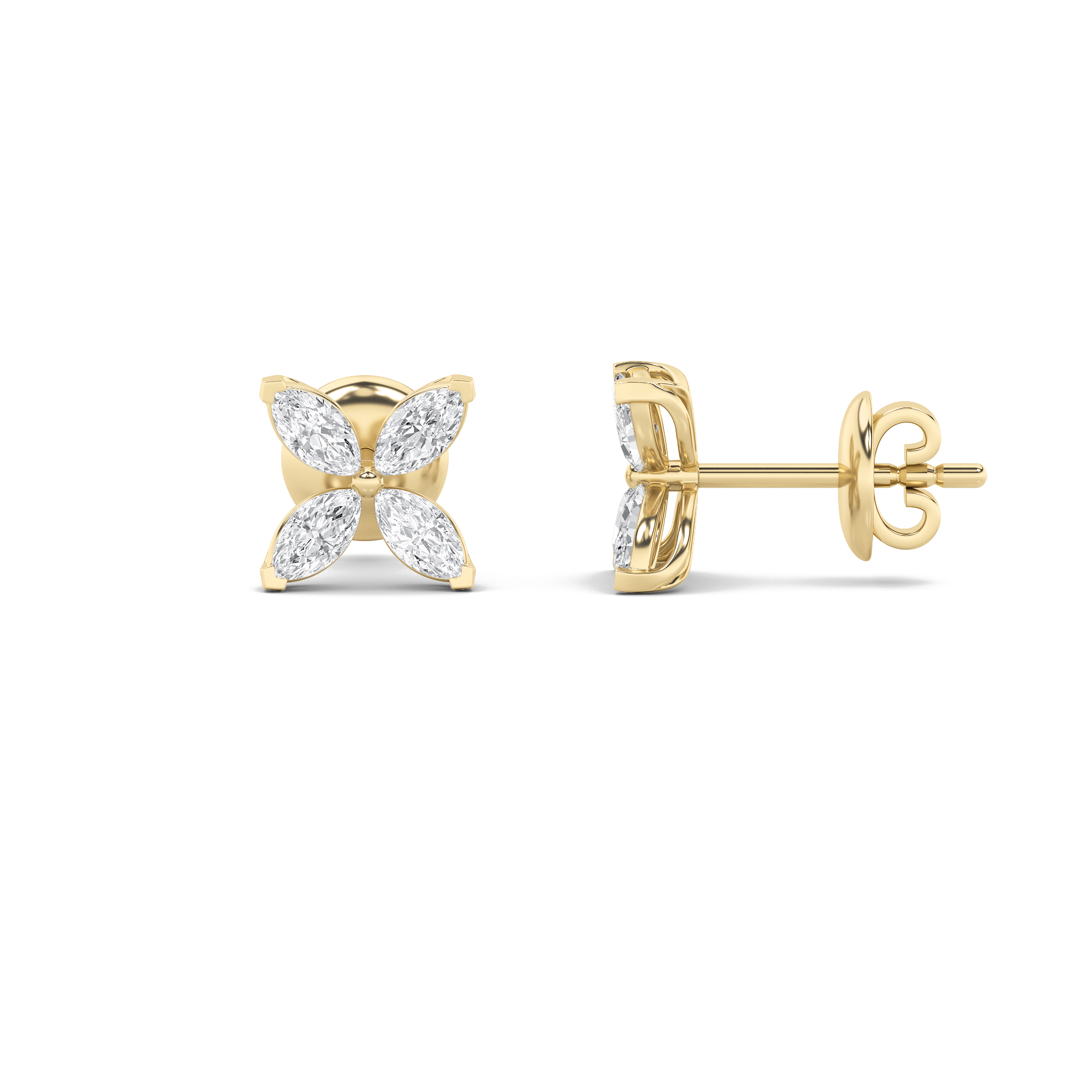 1.50ct 14K White Gold Marquise Diamond Push Back Earrings