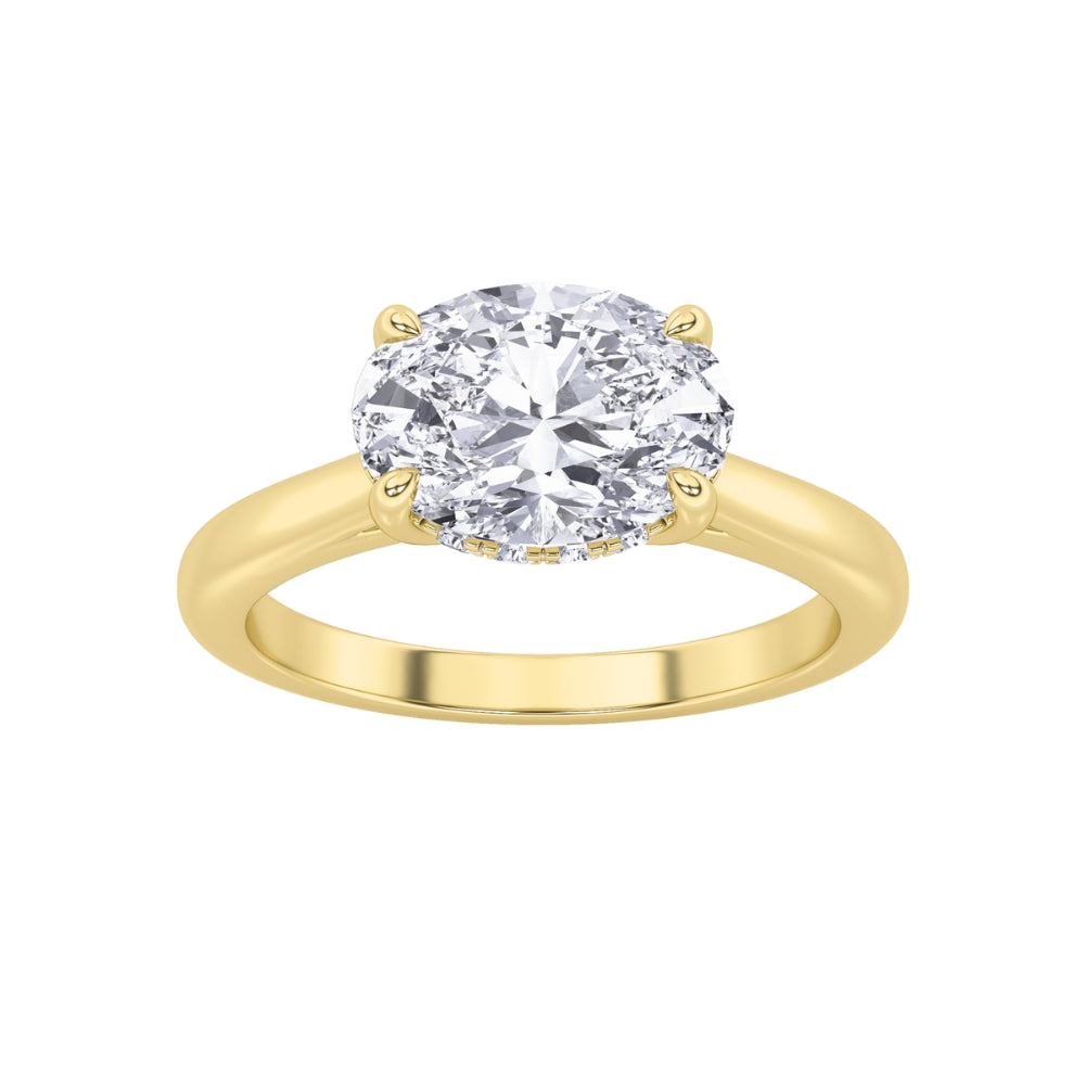 1.50ct 14K Yellow Gold Oval Diamond Hidden Halo Engagement Ring