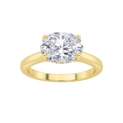 1.50ct 14K Yellow Gold Oval Diamond Hidden Halo Engagement Ring