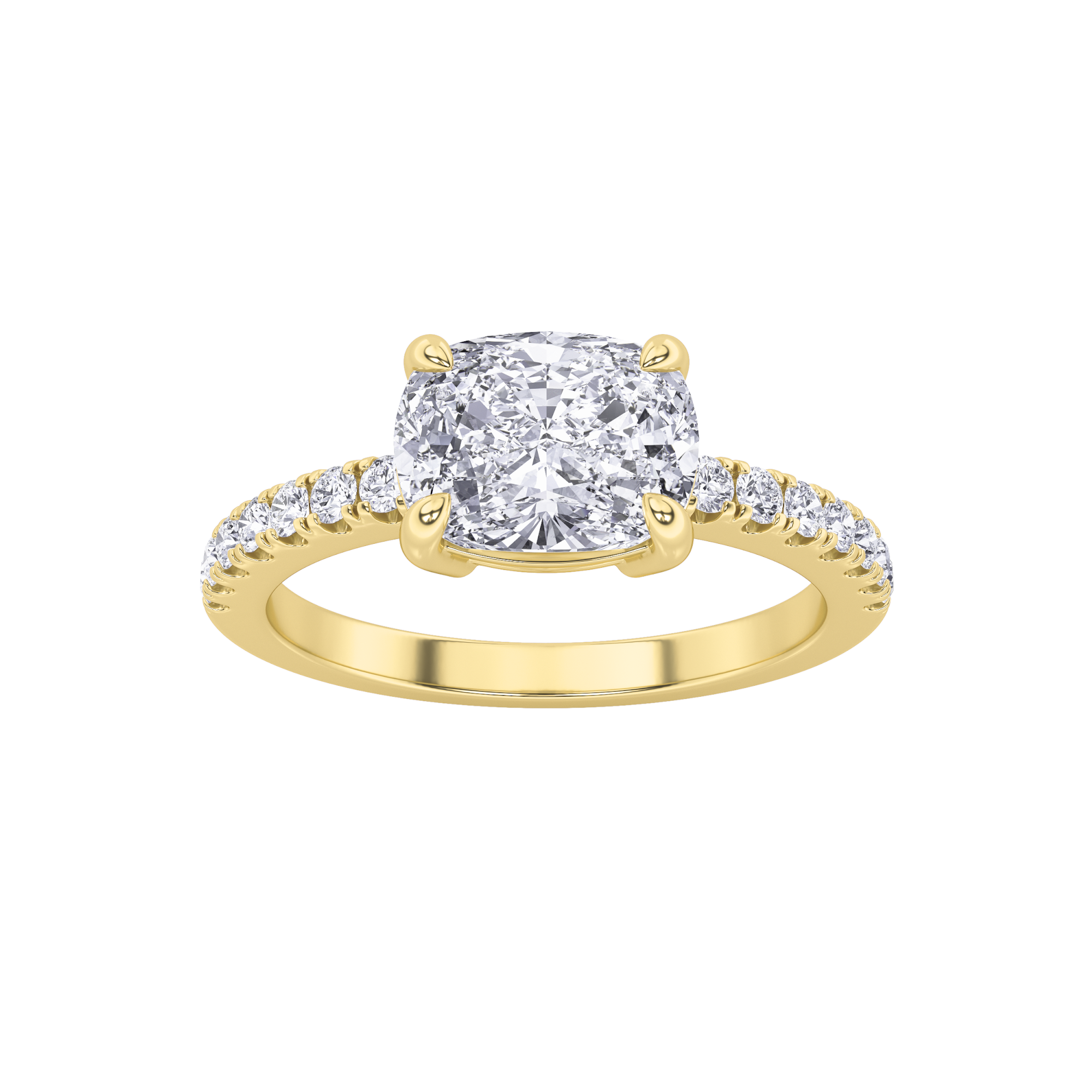 1.52ct 14K Yellow Gold Elongated Cushion IGI Jewelry Certificate Diamond Engagement Ring