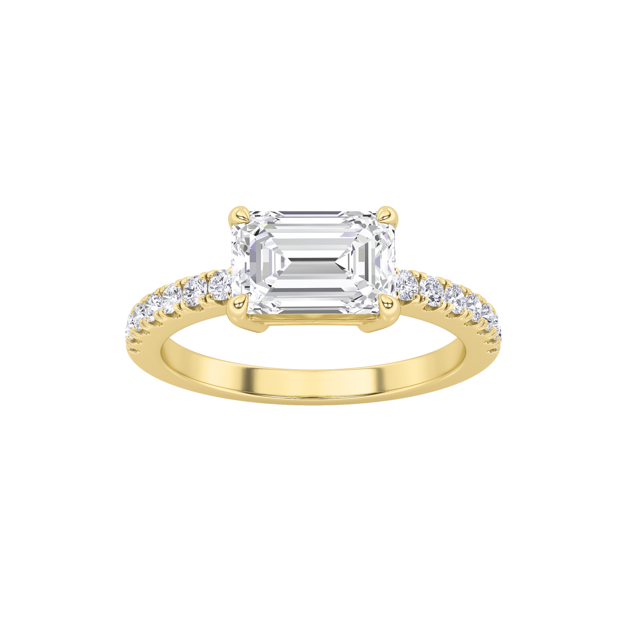 1.52ct 14K Yellow Gold Emerald Diamond Engagement Ring (IGI Certified)