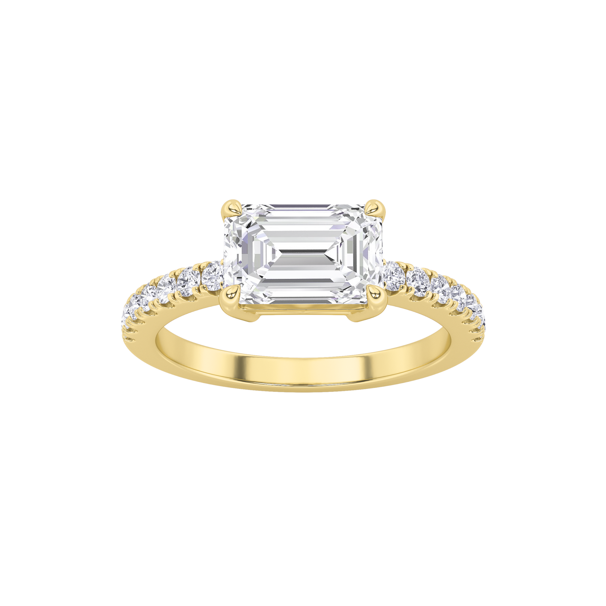1.52ct 14K Yellow Gold Emerald Diamond Engagement Ring (IGI Certified)