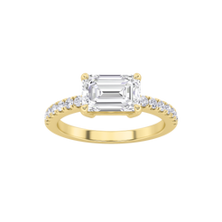 1.52ct 14K Yellow Gold Emerald Diamond Engagement Ring (IGI Certified)