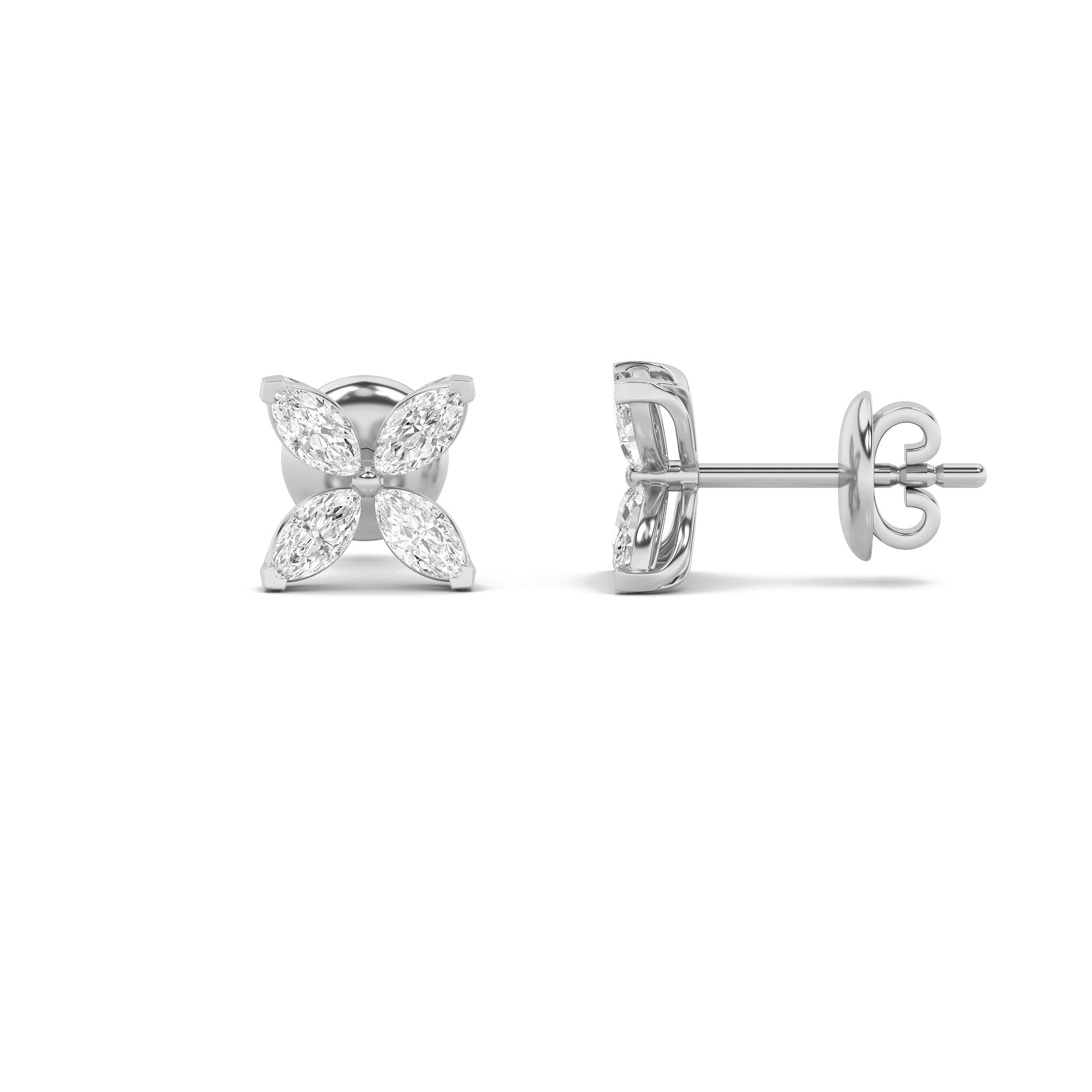 1.50ct 14K White Gold Marquise Diamond Push Back Butterfly Earrings