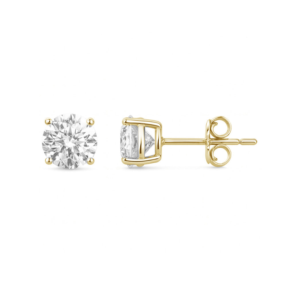 1.97ct 14K Yellow Gold Round Diamond Solitaire Earrings (IGI CERTIFIED)