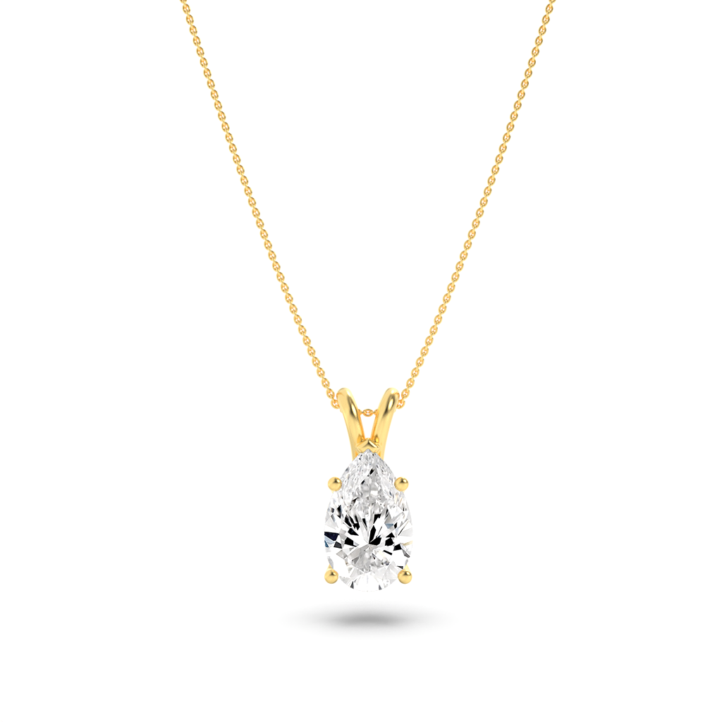 1.99ct 14K Yellow Gold Pear Diamond Pendant Necklace (IGI Certified)