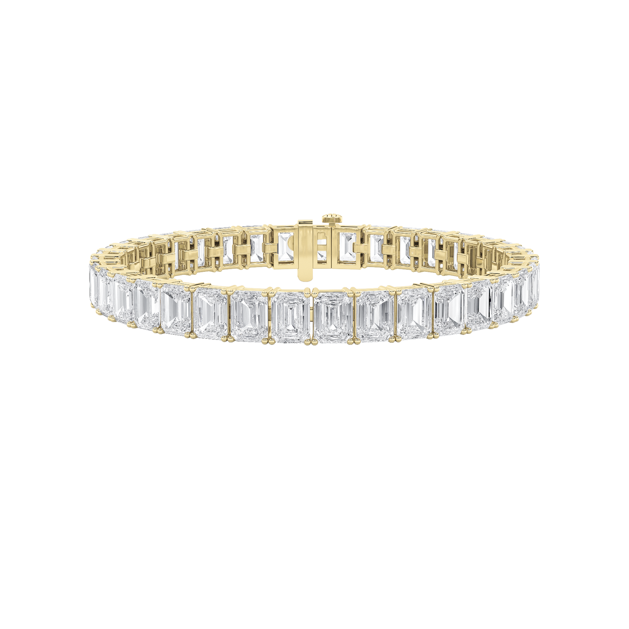 10.00ct 14KT Yellow Gold Diamond Luxury Emerald Tennis Bracelet 7"