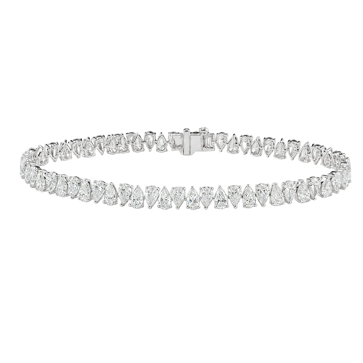 10.07ct 14K White Gold Pear Lab-Grown Diamond Tennis Bracelet