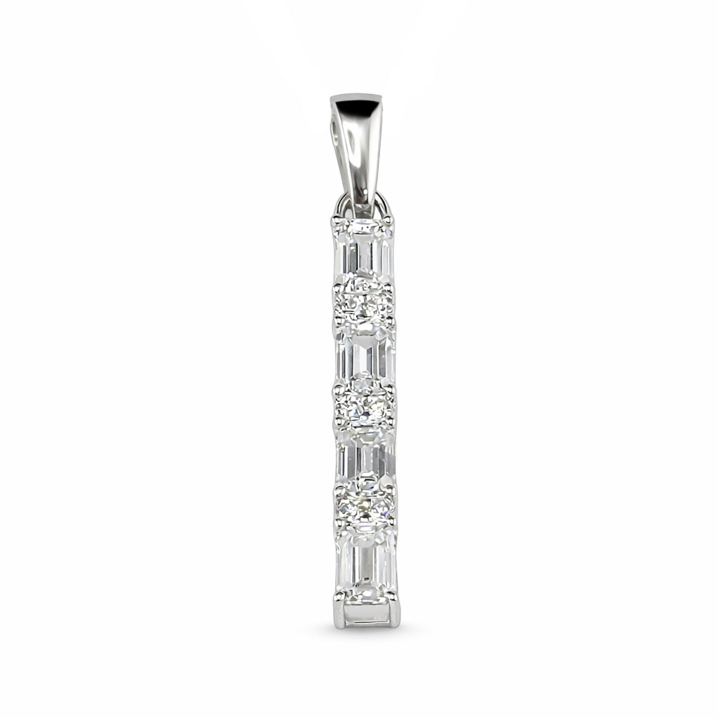 1.37ct 14K White Gold Drop Diamond Pendant Necklace