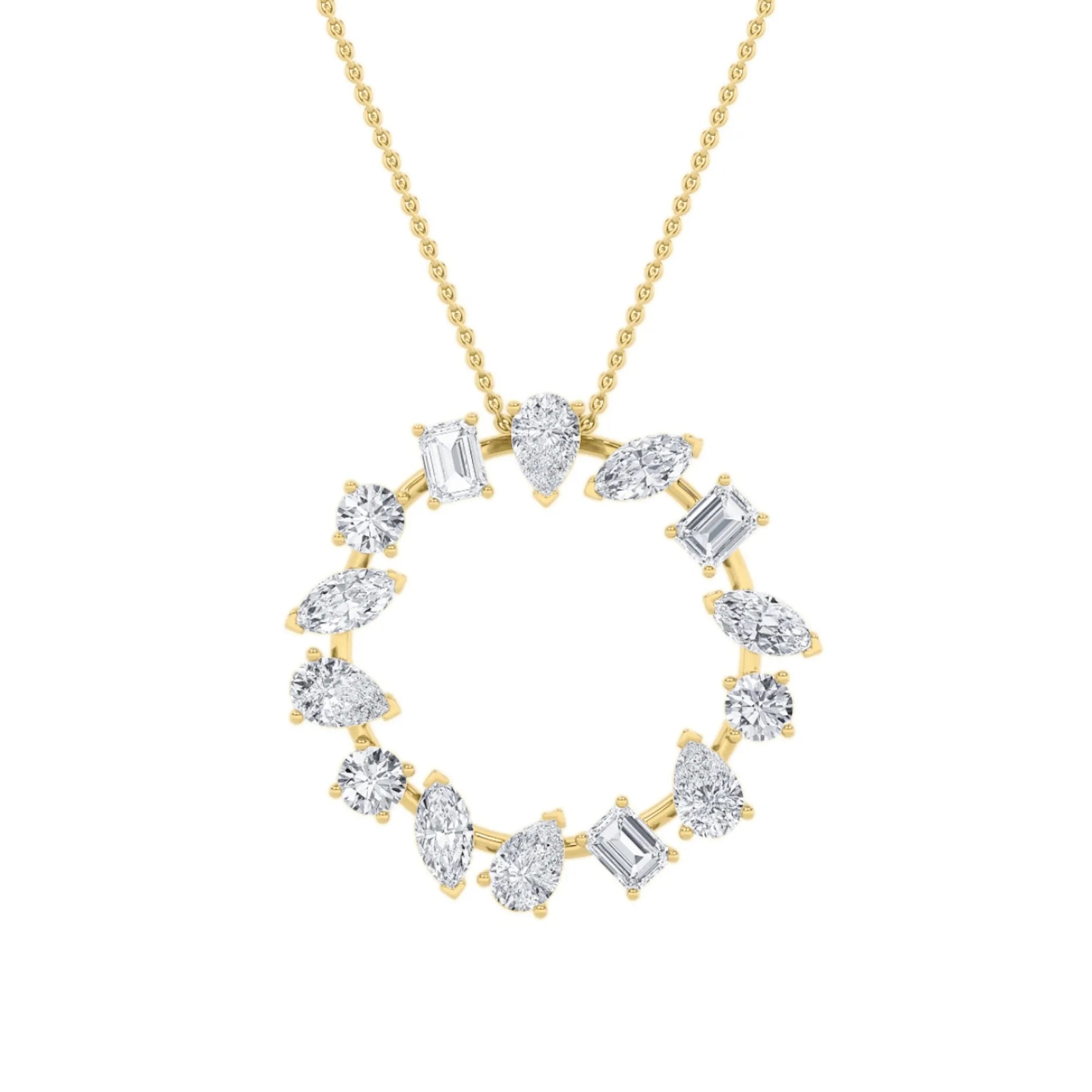 3.00ct 14K Yellow Gold Multi-Shaped Pendant Necklace