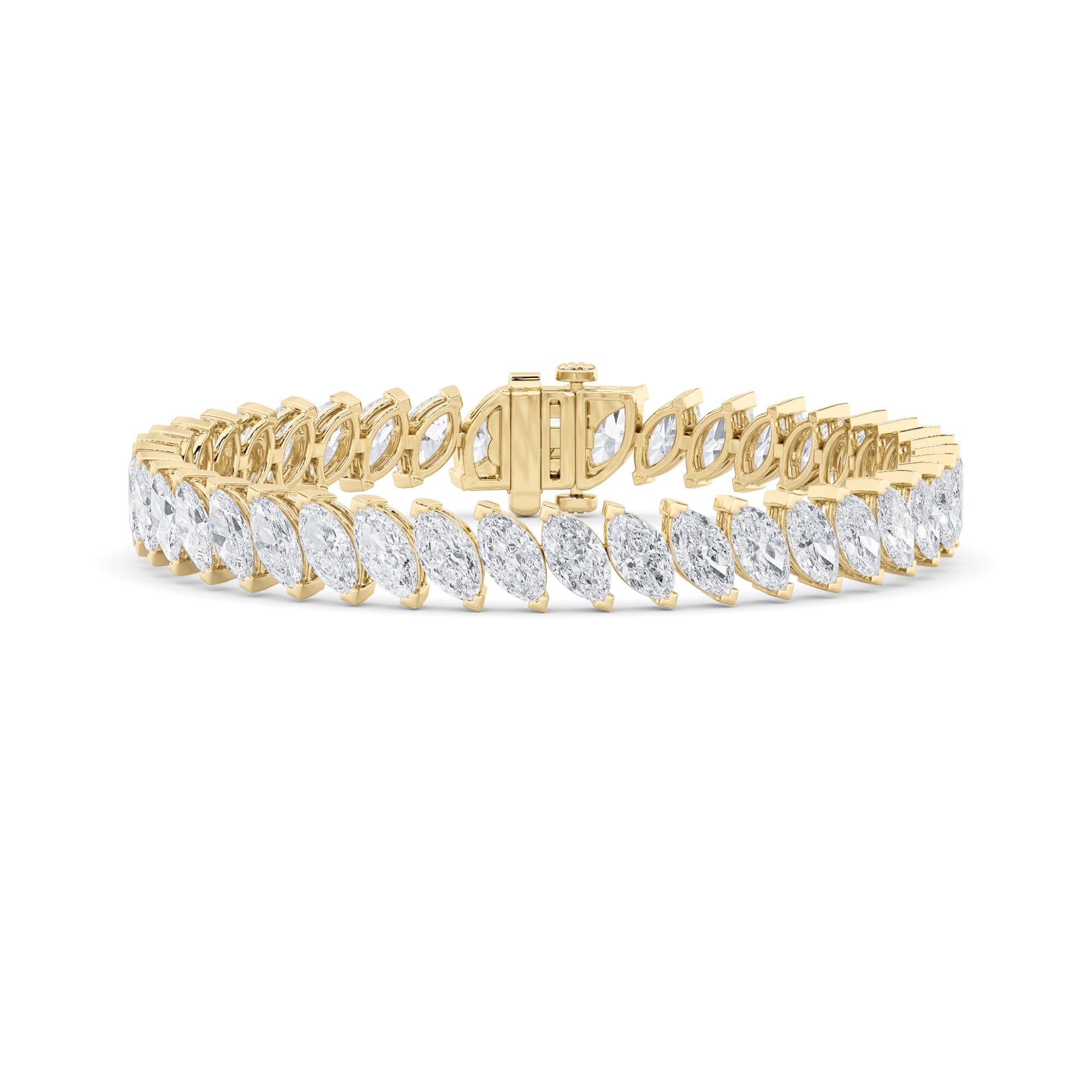 16.50ct 14KT Yellow Gold Diamond Marquise Luxury Bracelet 7"