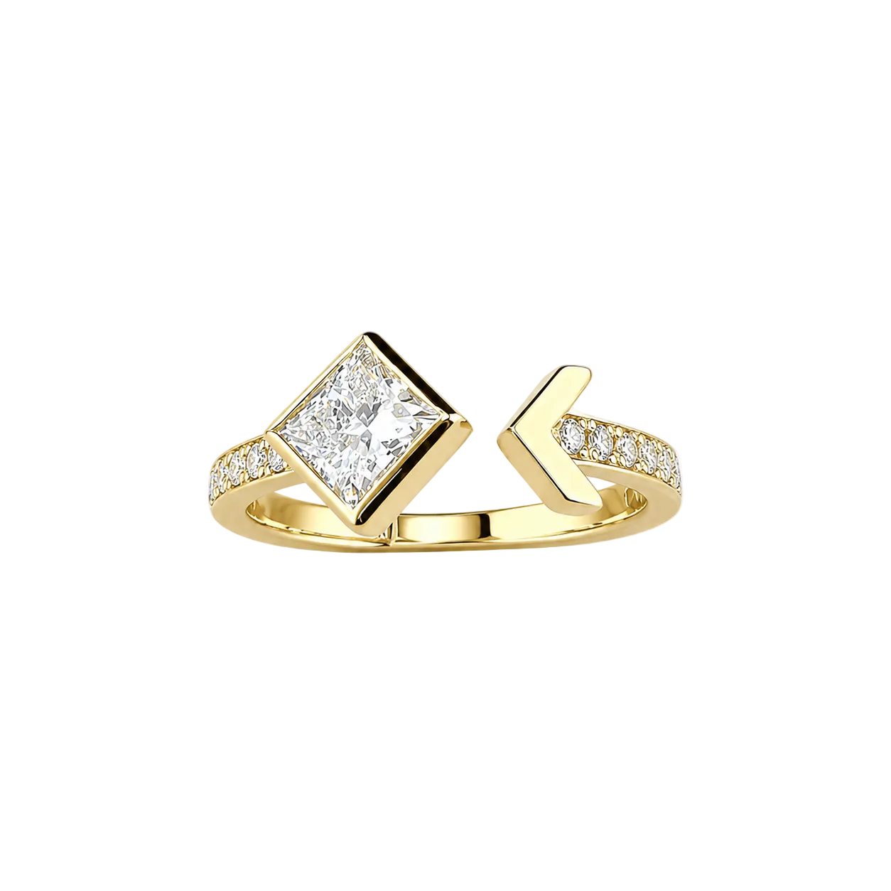 1.45ct 14K Yellow Gold Princess Point Diamond Ring (IGI Certified)