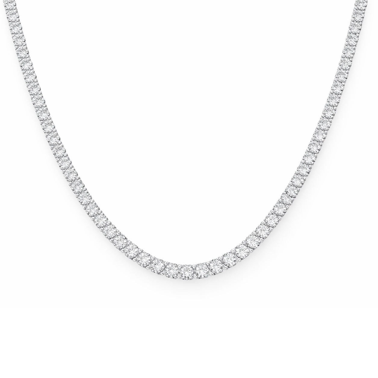 19.00ct 14K White Gold Diamond Tennis Necklace 18"