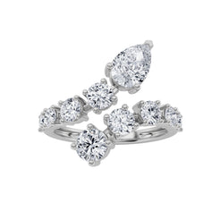 2.00ct 14K White Gold Pear & Round Diamond Open Ring