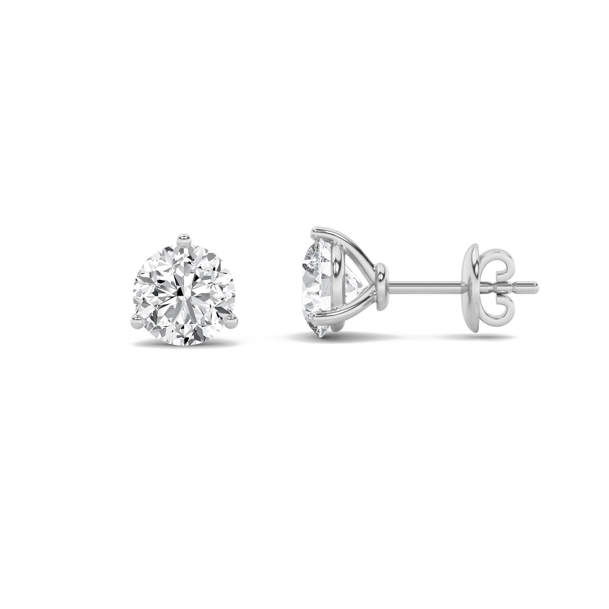 2.00ct 14K White Gold Round Diamond Martini Prong Stud Earrings (IGI Certified)