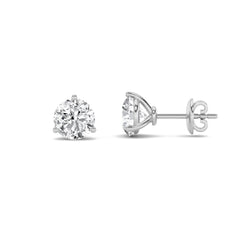 2.00ct 14K White Gold Round Diamond Martini Prong Stud Earrings (IGI Certified)