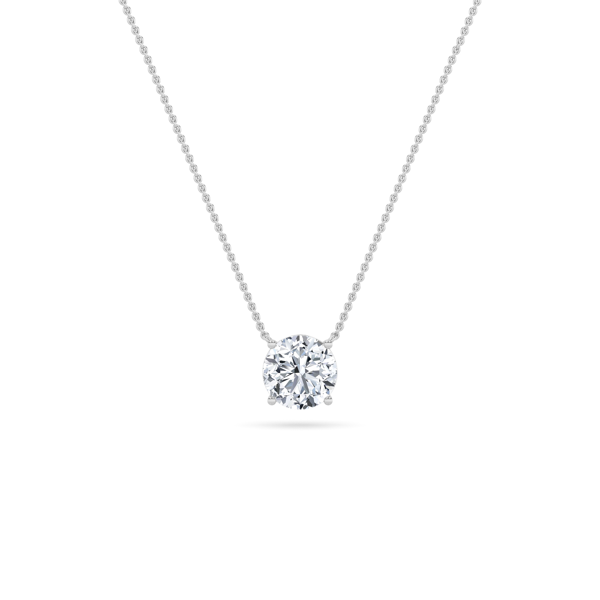 2.00ct 14K White Gold Round Diamond Pendant Necklace (IGI Certified)