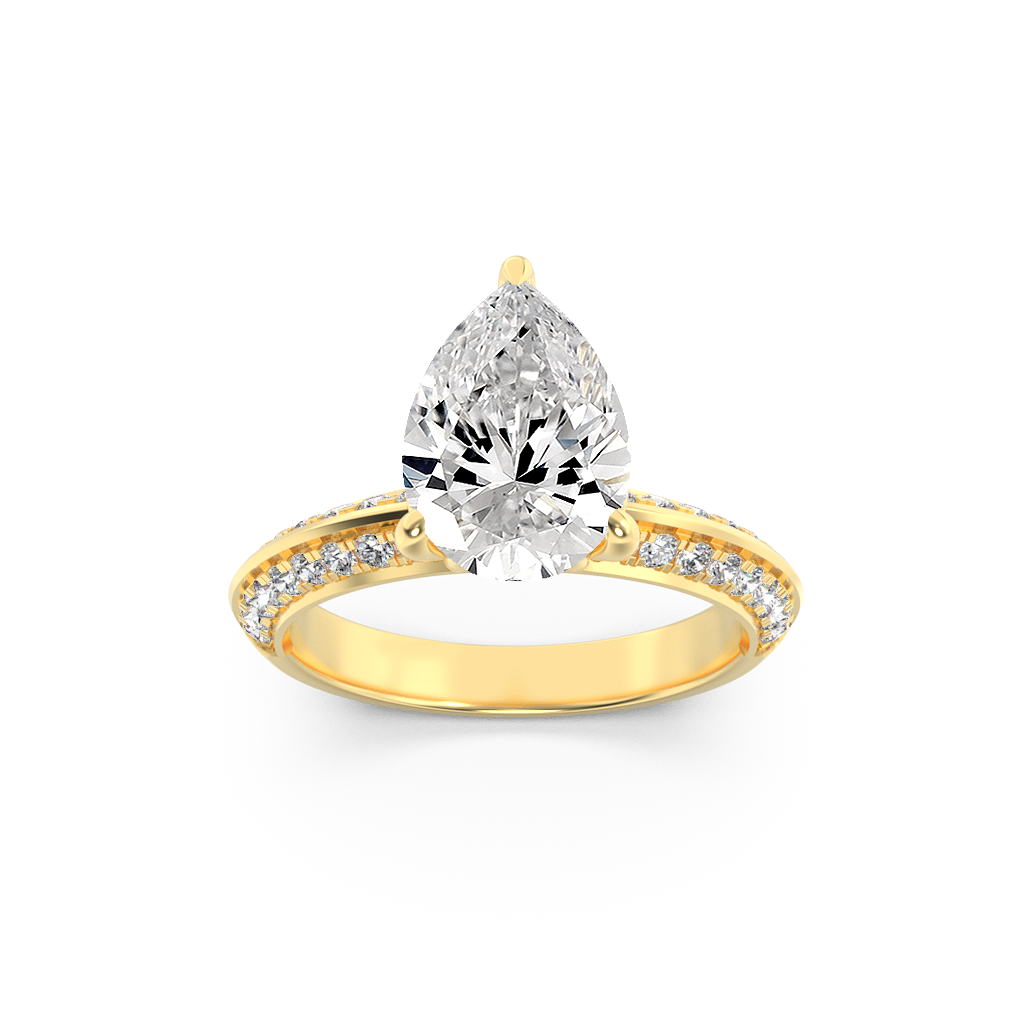 2.00ct 14K Yellow Gold Pear Diamond Engagement Ring