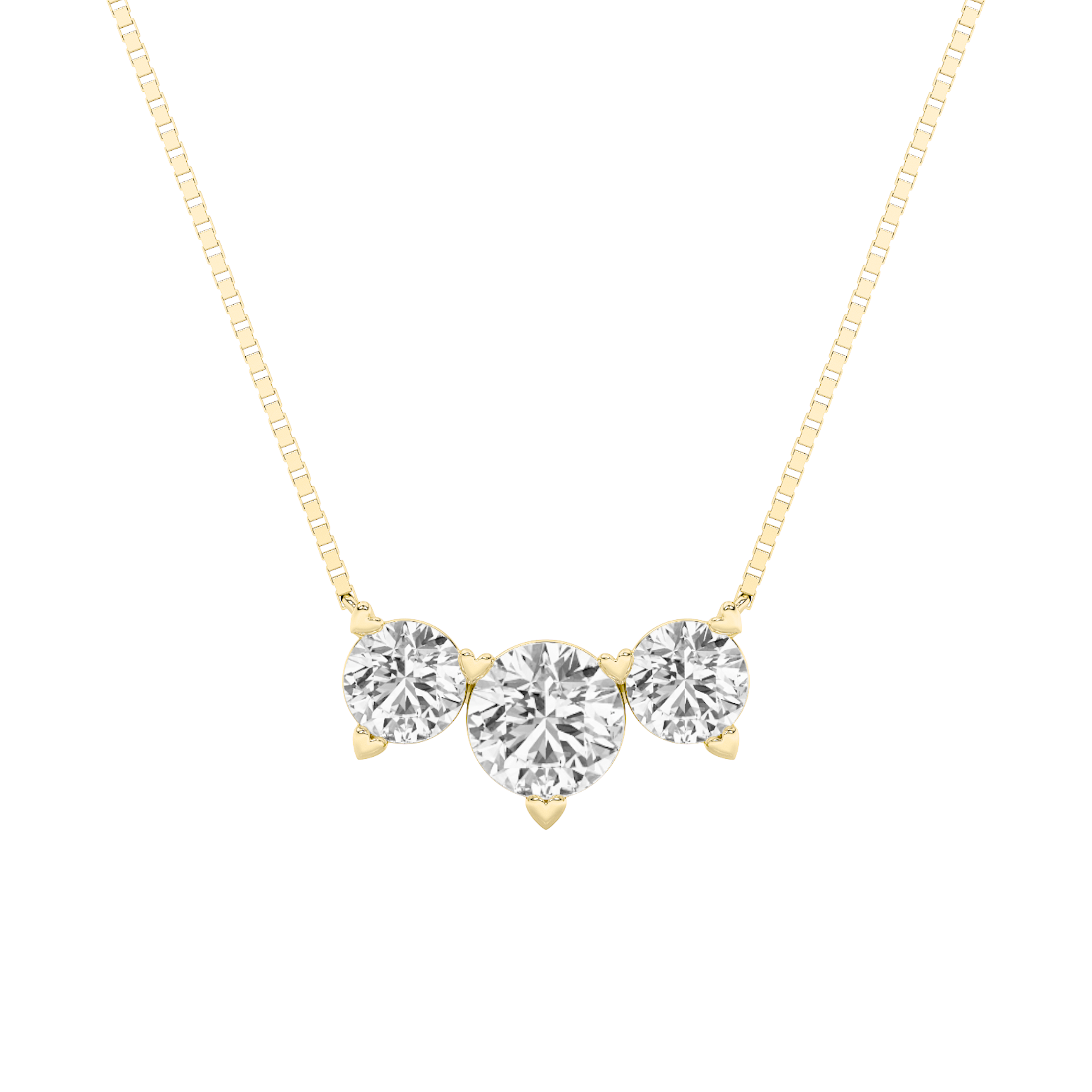 2.00ct 14K Yellow Gold Trio Diamond Pendant Necklace (IGI Certified)