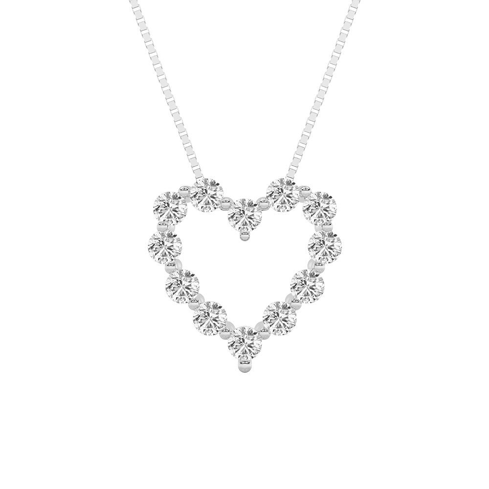 2.04ct White Gold Round Diamond Heart Pendant Necklace