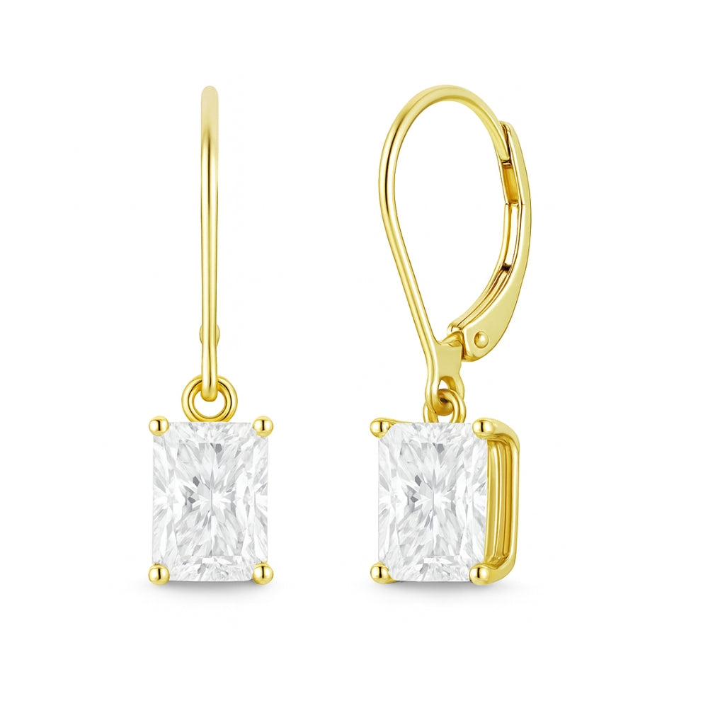 2.06ct 14K Yellow Gold Round Diamond Solitaire Hoop Earrings