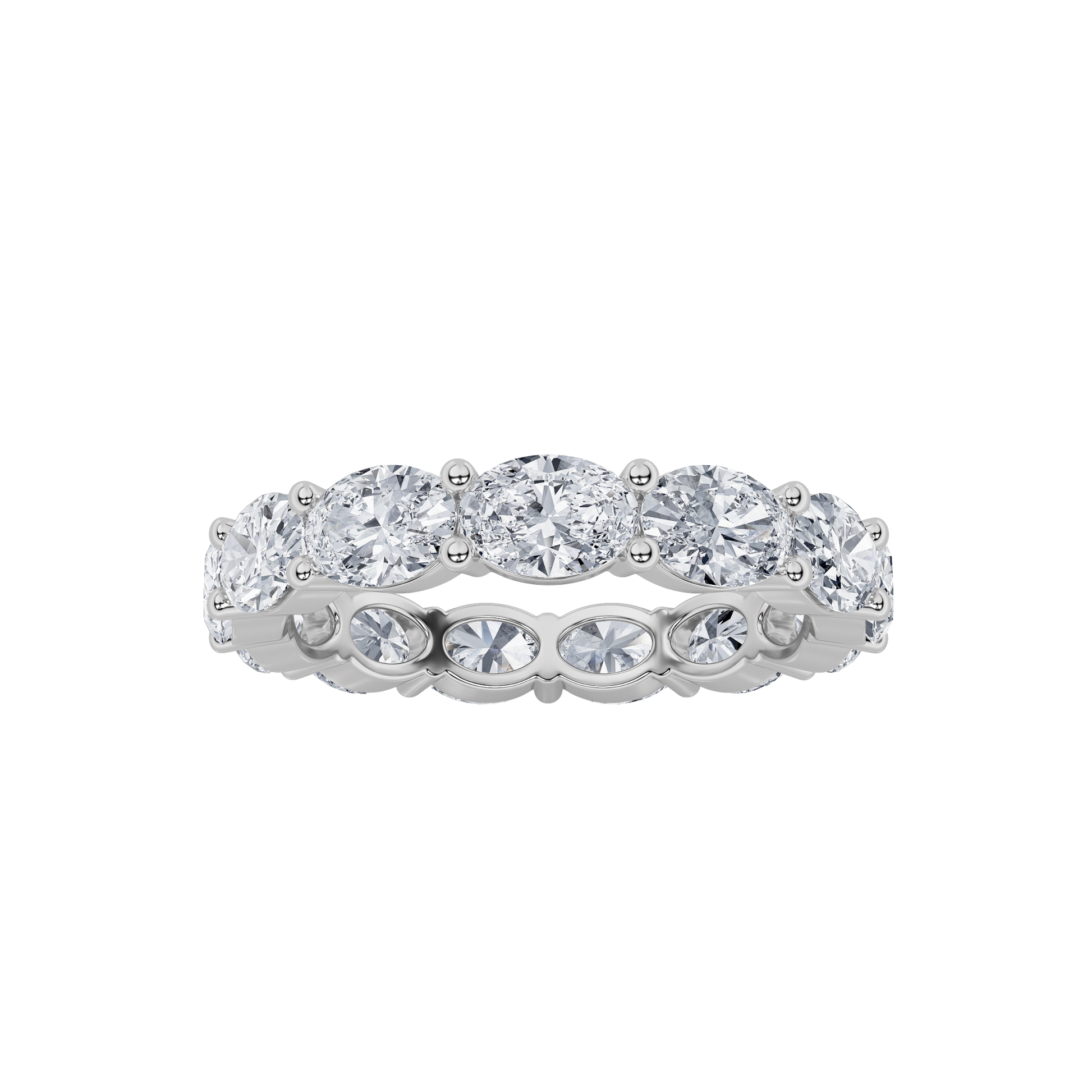 2.08ct 14K White Gold Eternity Band Oval Diamond Ring